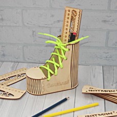 Карандашница деревянная Ботинок со шнурком 